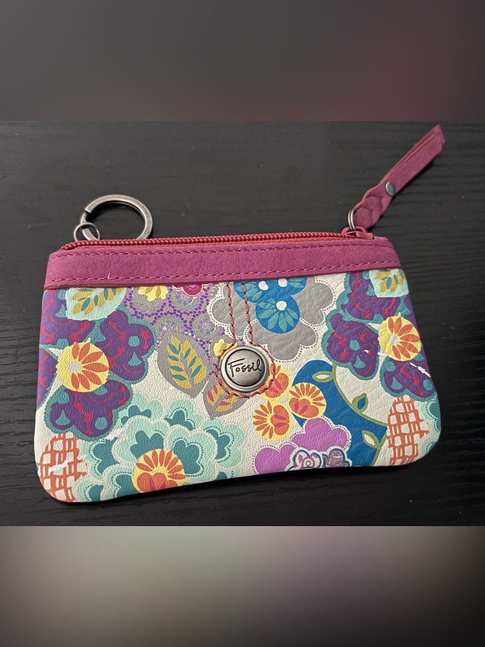 Fossil Floral Print Zippered Coin Pouch/Card Holder